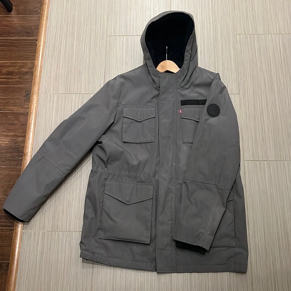 MENS LEVI | Grey Military Style Rain Jacket